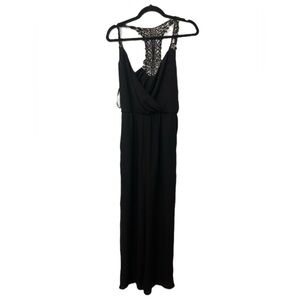 BCX Black Lace-Back wide leg Jumpsuit Size XS